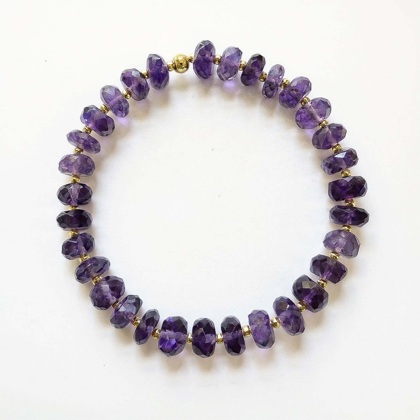 amethyst and gold stretch bracelet
