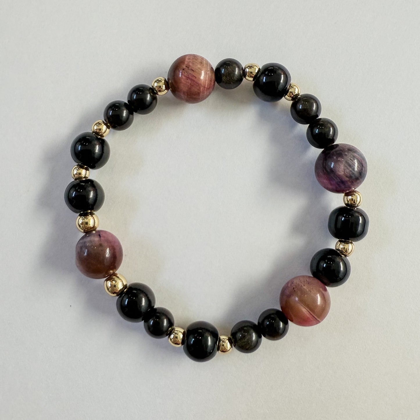 Black Onyx & Pink Cat’s Eye | Night Bloom Natural Stone Bracelet