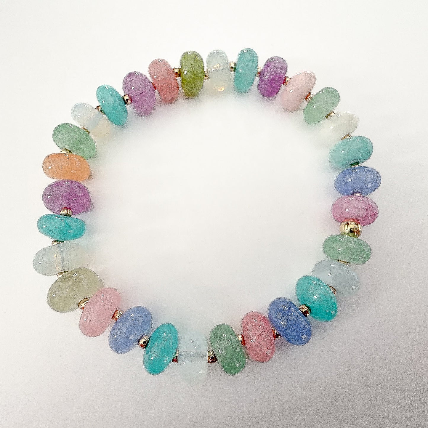 Pastel Natural Gemstone Bracelet | Moonstone Jade Quartz & Gold