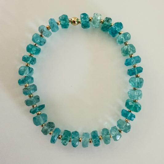 Faceted Apatite & Gold Bracelet | Bora Bora Bracelet