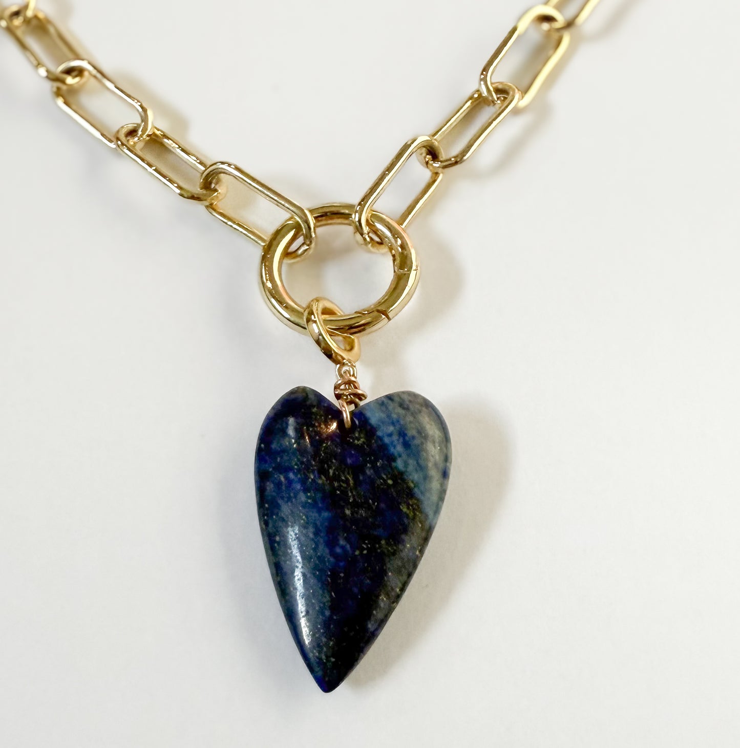 blue lapis hand-wired charm on gold-filled charm holder necklace- HOPE & RAYE