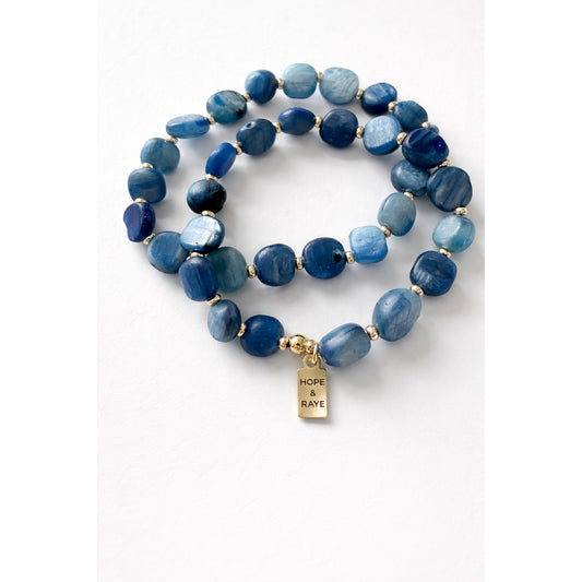 lapis and gold set of 2 bracelets handmade by HOPE & RAYE