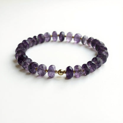 purple amethyst and gold-filled beaded bracelet
