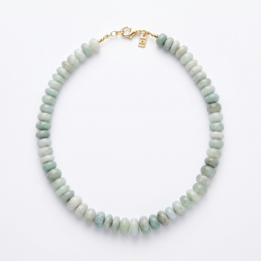 Green amazonite gemstone necklace with gold clasp