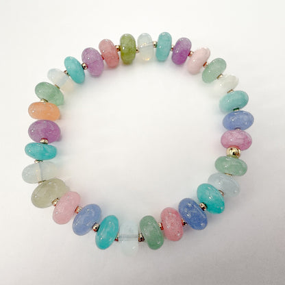 Pastel Natural Gemstone Bracelet | Moonstone Jade Quartz & Gold