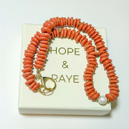 Orange Pearl Gameday Necklace | 16 Inch
