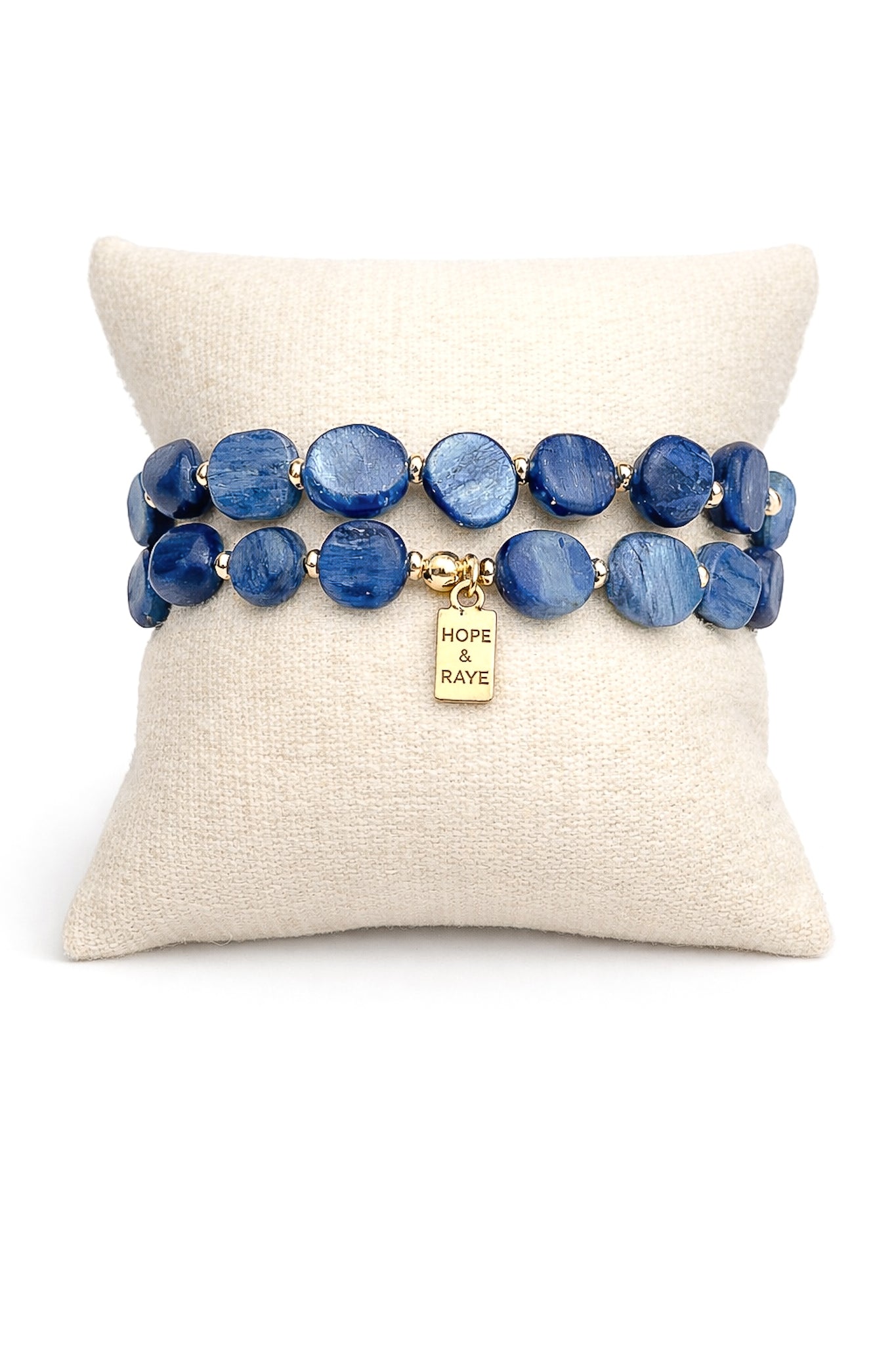 blue lapis gemstone bracelets with gold set of 2 