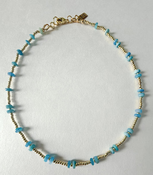 dainty necklace- ethiopian opals with gold- hope and raye