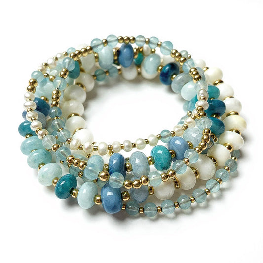The Full Stack - Complete 6-Bracelet Layering Set | Aquamarine, Opal, Moonstone & Pearl