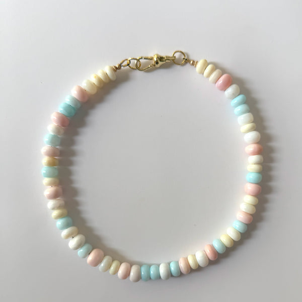 Collana con perline in opale blu naturale peruviano, collana con pietre preziose color caramella da 7-7,5 mm, collana con perline rondelle sfaccettate in opale blu acqua, regali da donna - Italia