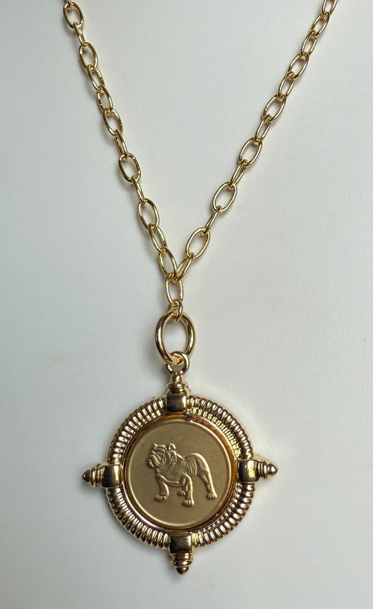 gold bulldog pendant by Hope and Raye