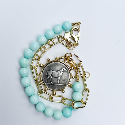 Blue Opal & Gold-Filled Horse Pendant Necklace | Hope & Raye
