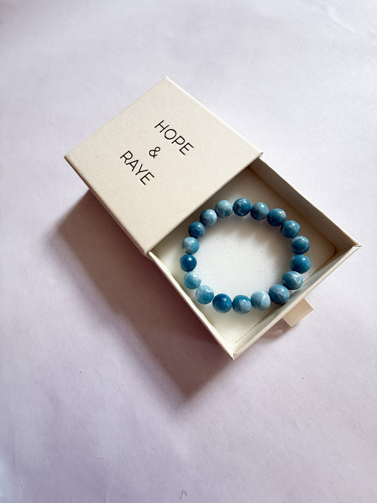Natural Larimar Stackable Stretch Bracelet | Hope & Raye