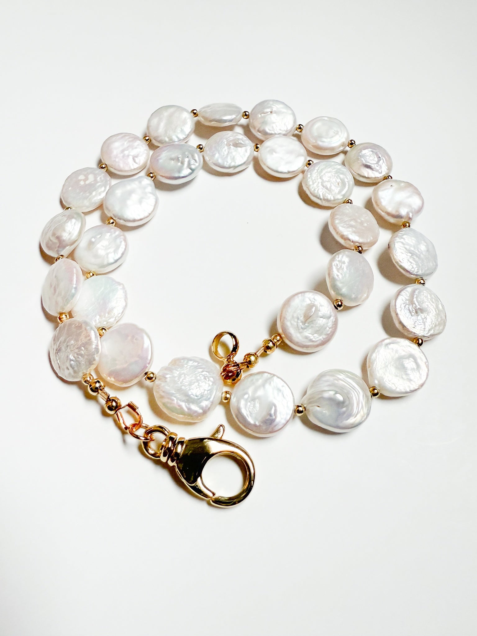 White Coin Pearl Necklace with Gold Clasp | HOPE & RAYE – Page
