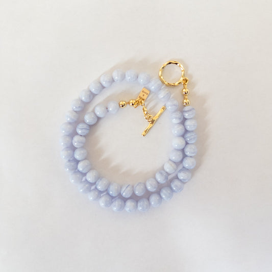 periwinkle beaded necklace with g old-filled accents and gold-filled clasp by hopeandraye