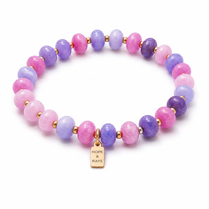 Purple quartz bracelet with gold