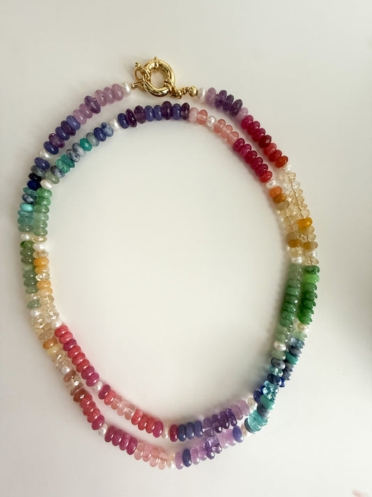 Double Rainbow- Natural Colorful Gemstone Necklace | Hope & Raye