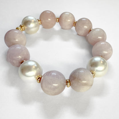 Kunzite and pearl stretch bracelet 
