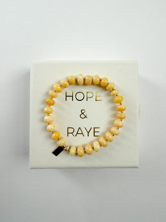 Yellow opal beaded bracelet with gold-filled beads